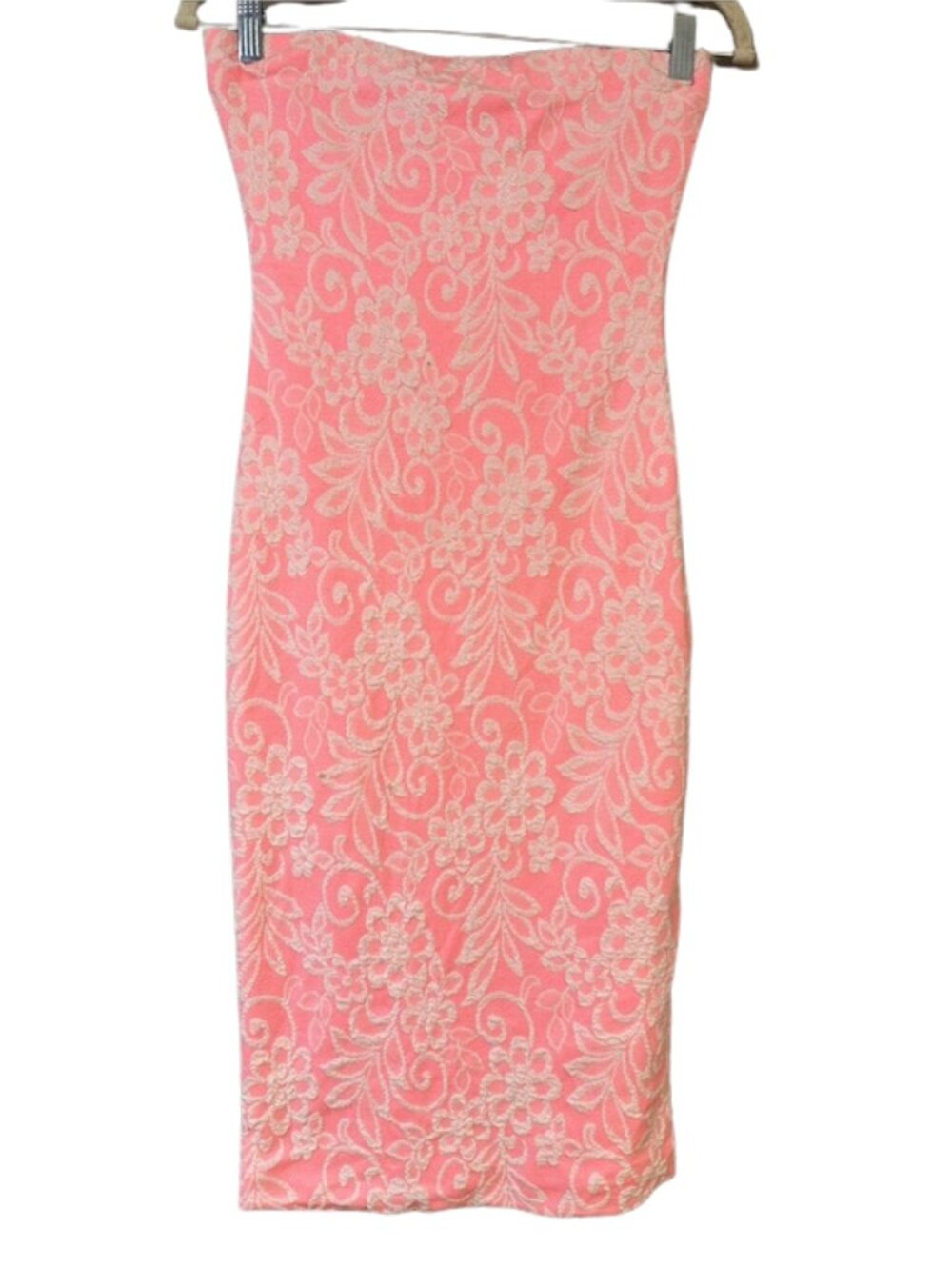 Olive Tree Pink Floral Lace Bodycon Midi Dress Size Medium